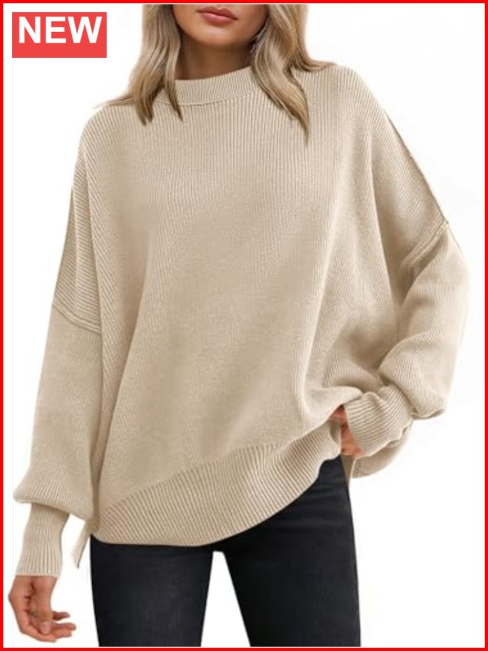 Sweater Pullover, Oversized Batwing Knit, Casual Fall